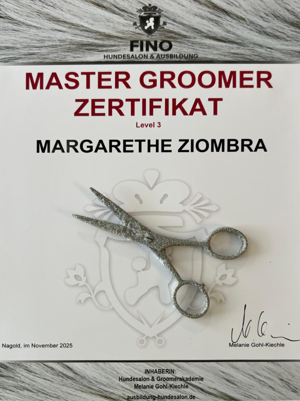 Zertifikat - Master Groomer - Melanie Gohl-Kiechle